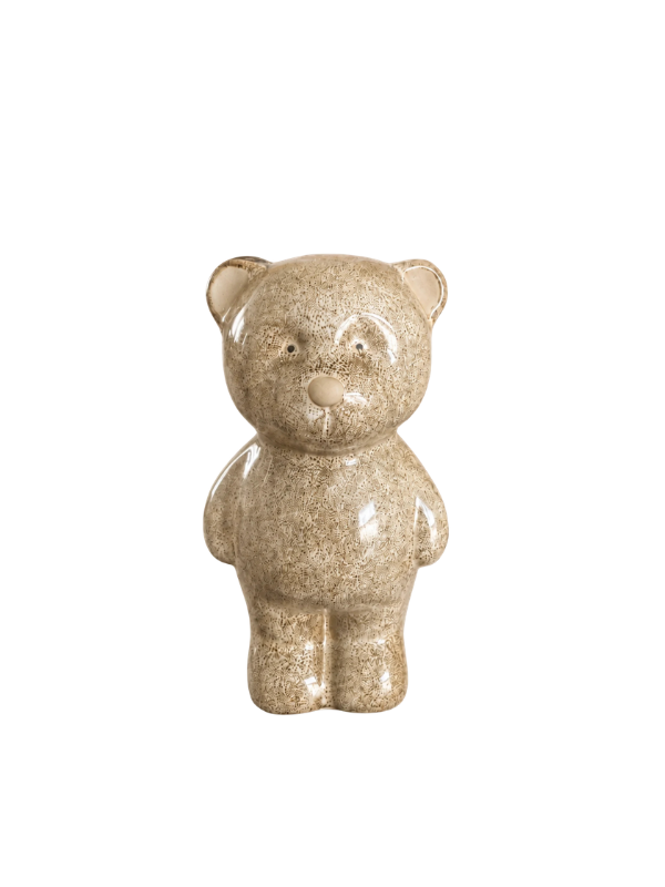 kleine teddy beer urn staand - aardewerk beige - rememberme - bear - mini urn - kleine urn